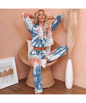 Sets Pajama Set for Women-Women's Cozy Tie Dye Printed Loungewear Sleepwear Pajamas Long Joggers Pajamas Set - A - C319DSHAK5M