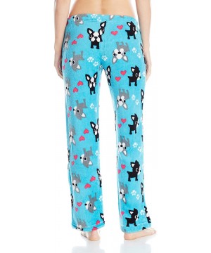 Bottoms Women's Plush Pajama Pant with French Bulldogs - Light Blue - CN125XNDKFR