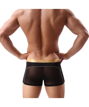 Boxer Briefs Men's Underwear Sexy Mesh Breathable Boxer Briefs Low Rise Cool Boxers Pack Set - Style 3 Black 1 Pcs - C41805UTMH0