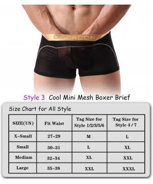 Boxer Briefs Men's Underwear Sexy Mesh Breathable Boxer Briefs Low Rise Cool Boxers Pack Set - Style 3 Black 1 Pcs - C41805UTMH0