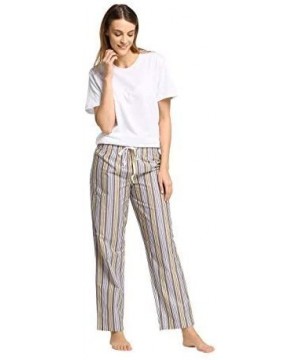 Bottoms Women's 100% Cotton Woven Poplin Sleep Pajama Pants - Lemongrass Stripe - C6187EXCSYM