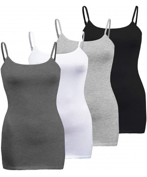 Camisoles & Tanks Womens Plus Size Classic Basic Solid Cami with Adjustable Spaghetti Straps Tank Top 4Pack 1XL~3XL - Charcoa...