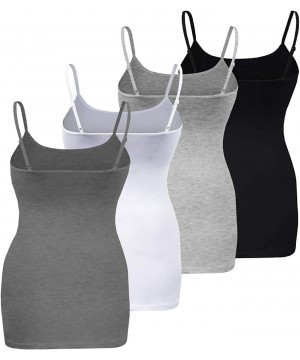 Camisoles & Tanks Womens Plus Size Classic Basic Solid Cami with Adjustable Spaghetti Straps Tank Top 4Pack 1XL~3XL - Charcoa...