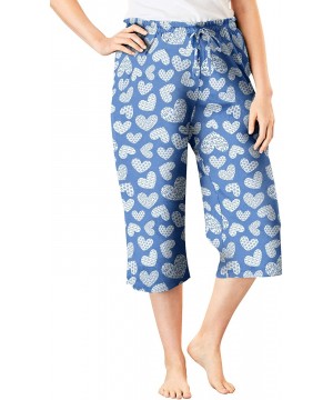 Bottoms Women's Plus Size Knit Sleep Capri Pajamas - French Blue Heart (0919) - CE1908OCMM4