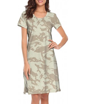 Nightgowns & Sleepshirts Women's UK Army Desert Digital Camo Short Sleeve Nightgown Soft Sleeping Shirts Loungewear Nightshir...