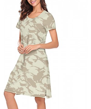 Nightgowns & Sleepshirts Women's UK Army Desert Digital Camo Short Sleeve Nightgown Soft Sleeping Shirts Loungewear Nightshir...