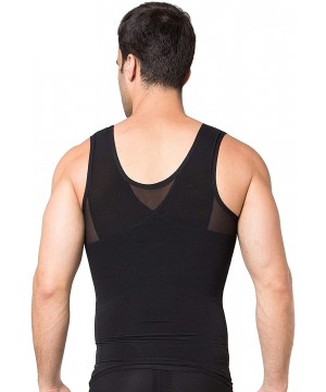 Shapewear Men's Breathable Slimming Body Shaper Compression Shirt Girdles Abdomen Slim Vest Tummy Shaper - Black - CU18RN950AI