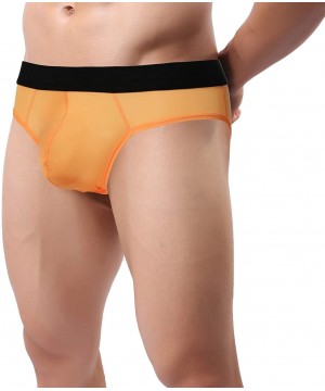 Briefs 2 Pack Men Underwear Cotton Thong Bikinis (Small- Orange) - CO12DV7AFVX