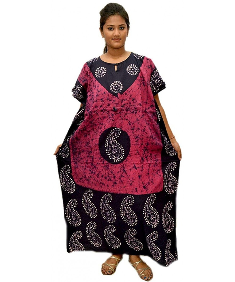 Nightgowns & Sleepshirts Batik Floral Boho Long Caftan/Kaftan Women Casual Maxi Plus Size Long Dress Gown - Obbk-11 - CF18M5O...