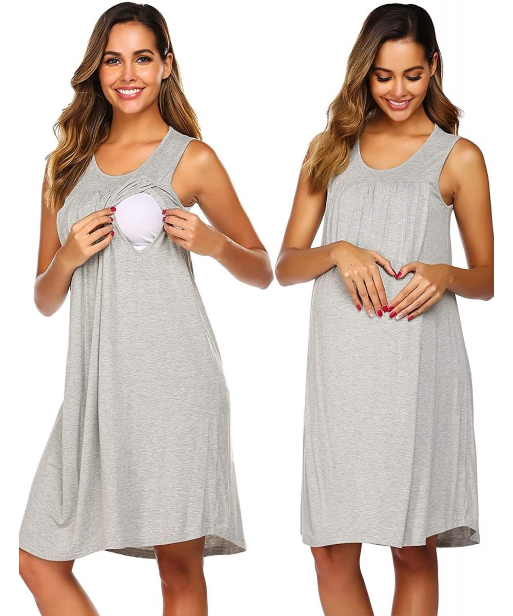 Nightgowns & Sleepshirts Women's Labor/Delivery/Maternity Nursing Nightgown for Hospital Breastfeeding Sleepwear - Light Grey...