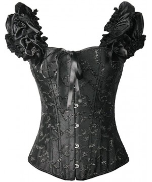 Bustiers & Corsets Women's Brocade Elegant Sexy Gothic Bustier Push Up Overbust Corsets - Black - C4185YUI30N