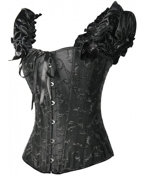 Bustiers & Corsets Women's Brocade Elegant Sexy Gothic Bustier Push Up Overbust Corsets - Black - C4185YUI30N