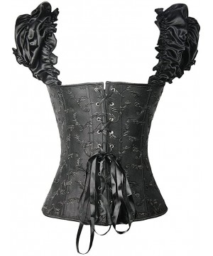 Bustiers & Corsets Women's Brocade Elegant Sexy Gothic Bustier Push Up Overbust Corsets - Black - C4185YUI30N