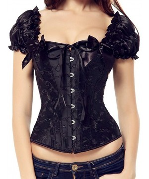 Bustiers & Corsets Women's Brocade Elegant Sexy Gothic Bustier Push Up Overbust Corsets - Black - C4185YUI30N