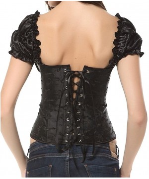 Bustiers & Corsets Women's Brocade Elegant Sexy Gothic Bustier Push Up Overbust Corsets - Black - C4185YUI30N