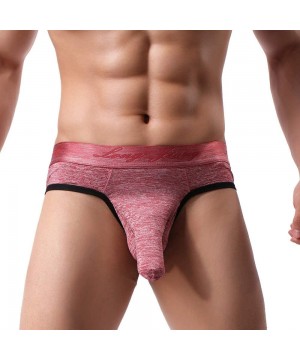 Boxer Briefs Men's Lingerie Men Elastic Underwear Boxer Briefs Shorts Bulge Pouch Soft Underpants - Z16 Red - C6195844NI3