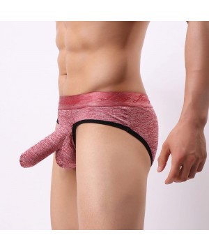 Boxer Briefs Men's Lingerie Men Elastic Underwear Boxer Briefs Shorts Bulge Pouch Soft Underpants - Z16 Red - C6195844NI3