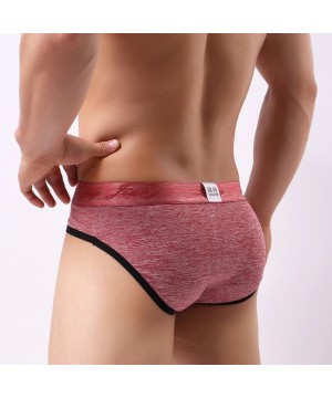 Boxer Briefs Men's Lingerie Men Elastic Underwear Boxer Briefs Shorts Bulge Pouch Soft Underpants - Z16 Red - C6195844NI3