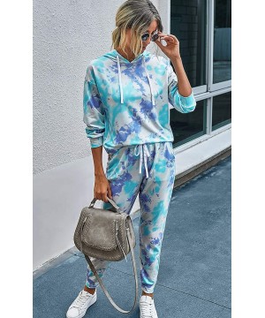 Sets Womens Tie Dye Pajamas Set Long Sleeves Two Pieces Pullover Tops and Pants PJ Sets Joggers Sleepwear Loungewear 60blue -...