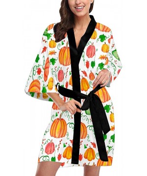 Robes Custom Thanksgiving Pumpkin Women Kimono Robes Beach Cover Up for Parties Wedding (XS-2XL) - Multi 1 - CK194ADLYGT