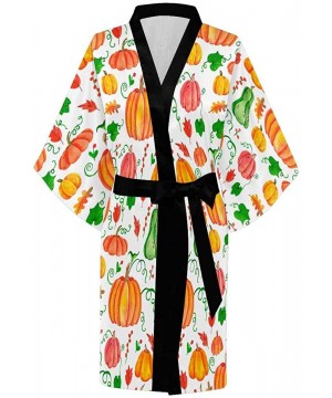 Robes Custom Thanksgiving Pumpkin Women Kimono Robes Beach Cover Up for Parties Wedding (XS-2XL) - Multi 1 - CK194ADLYGT