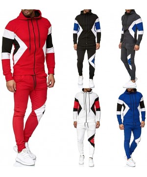 Thermal Underwear Tracksuit Men's O Neck Long Sleeve Printed Sports Set Patchwork Sweatshirt Top+Pants Sets Slim Fit Sports S...