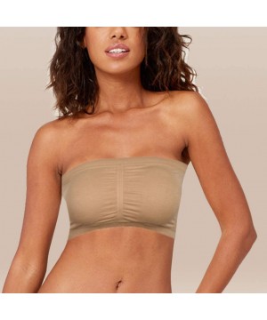 Nightgowns & Sleepshirts Women's Bandeau Bra- Seamless Tube Top Bra with Removable Pads 1-3 Pack - 1 Pack Beige Bandeau Bra -...