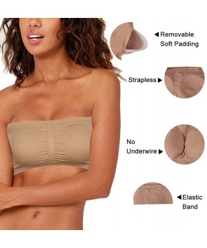 Nightgowns & Sleepshirts Women's Bandeau Bra- Seamless Tube Top Bra with Removable Pads 1-3 Pack - 1 Pack Beige Bandeau Bra -...