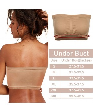 Nightgowns & Sleepshirts Women's Bandeau Bra- Seamless Tube Top Bra with Removable Pads 1-3 Pack - 1 Pack Beige Bandeau Bra -...