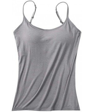 Camisoles & Tanks Women's Camisole Tops with Built in Bra Neck Vest Padded Slim Fit Tank Tops - Gray - CS19D8QU880