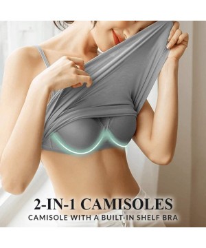 Camisoles & Tanks Women's Camisole Tops with Built in Bra Neck Vest Padded Slim Fit Tank Tops - Gray - CS19D8QU880