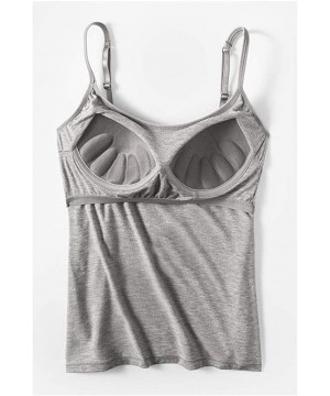 Camisoles & Tanks Women's Camisole Tops with Built in Bra Neck Vest Padded Slim Fit Tank Tops - Gray - CS19D8QU880