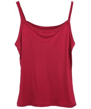 Camisoles & Tanks Women's Basic Solid 100% Silk Camisole Cami Tank Top - Warm Red - CZ1226CHS6F