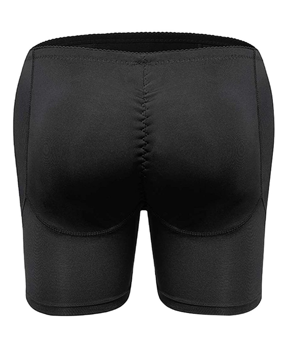 Boxer Briefs Mens Padded Underwear Butt Lifter Short Butt Booster Hip Enhancer Shaper - Black - CB18XMKZTC0