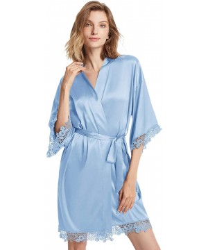 Robes Silky Bridesmaid Robes for Women Lightweight Kimono Bathrobe Sleepwear for Wedding Party - Light Sky Blue (Mother of th...