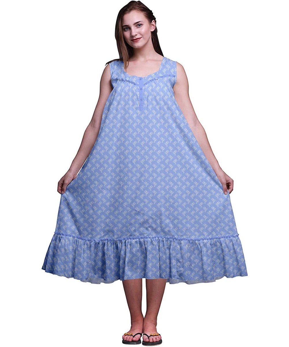 Nightgowns & Sleepshirts Nightgowns for Women Mid-Calf Printed Sleepwear Night Ware Dress - Lavender Blue5 - CY18S7N3220