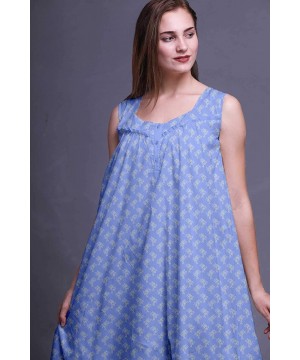 Nightgowns & Sleepshirts Nightgowns for Women Mid-Calf Printed Sleepwear Night Ware Dress - Lavender Blue5 - CY18S7N3220