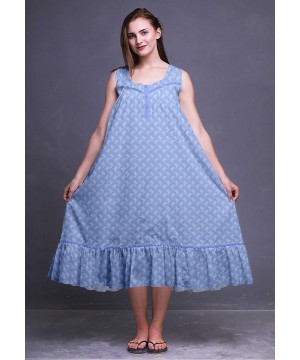 Nightgowns & Sleepshirts Nightgowns for Women Mid-Calf Printed Sleepwear Night Ware Dress - Lavender Blue5 - CY18S7N3220