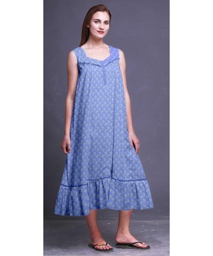 Nightgowns & Sleepshirts Nightgowns for Women Mid-Calf Printed Sleepwear Night Ware Dress - Lavender Blue5 - CY18S7N3220