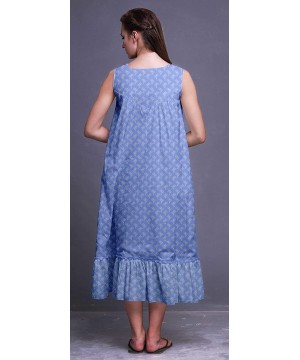 Nightgowns & Sleepshirts Nightgowns for Women Mid-Calf Printed Sleepwear Night Ware Dress - Lavender Blue5 - CY18S7N3220