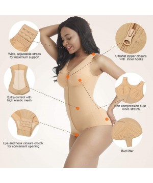 Shapewear Women Waist Trainer Bodysuit Tummy Control Corset Full Body Shaper Cincher Shapewear - Beige 6 - CG19D39LU36