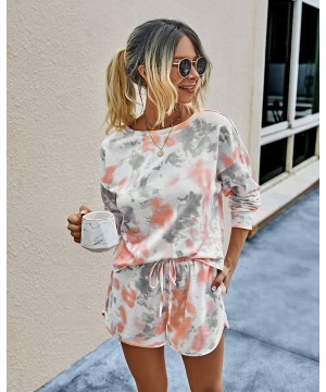 Sets Womens Tie Dye Loungewear Sets Long Sleeve Tops Pajamas Sets Sleepwear Night Shirt - 5003 Orangegray - CJ19CYL0CUG