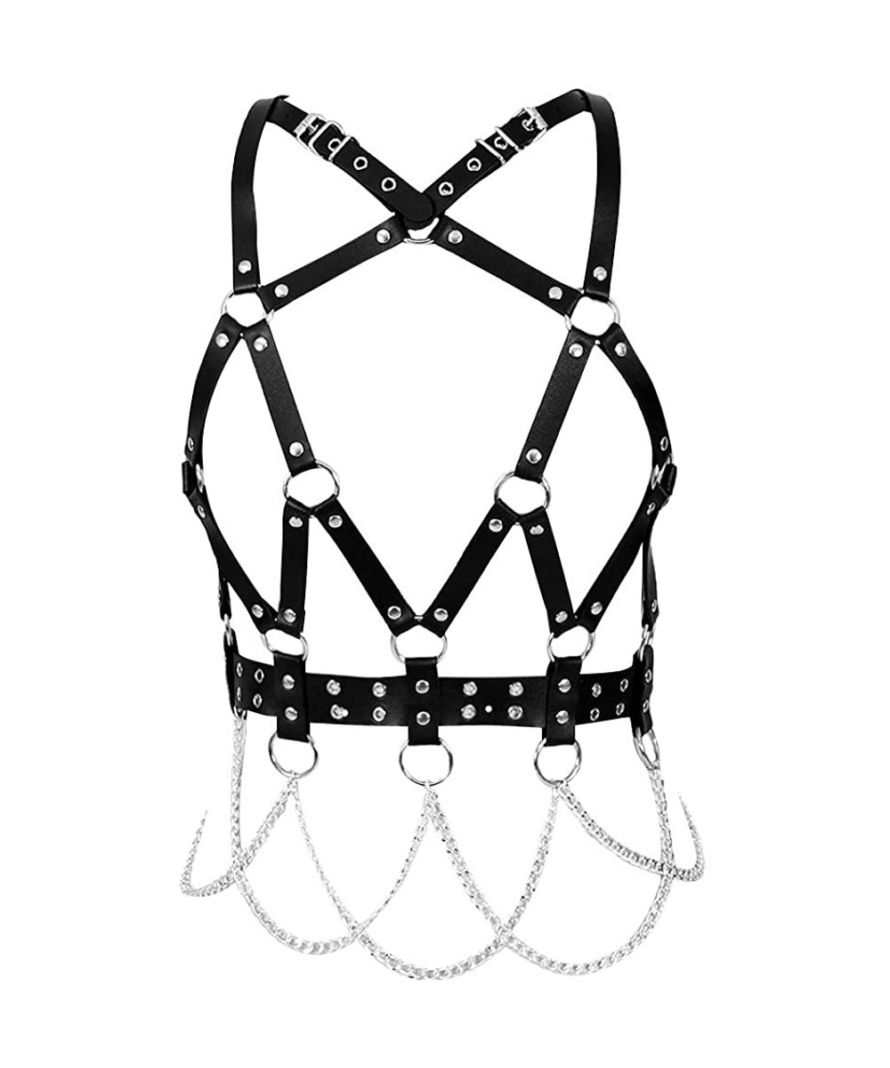 Bras Women's Body Harness Bra Punk Gothic Top Adjustable Steampunk Goth BraCC - Black a - CV196H3NIIE