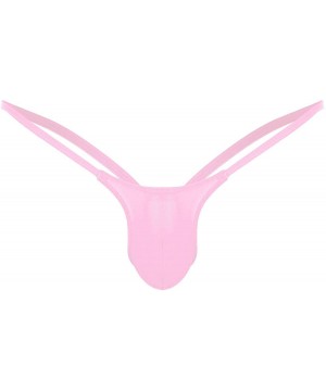 G-Strings & Thongs Men's Sexy Micro Low Rise Bulge Pouch Thong G-srting Jockstrap T-Back Panty Underwear - Pink - CW1903I3NA3