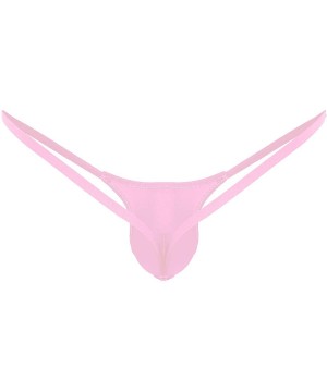 G-Strings & Thongs Men's Sexy Micro Low Rise Bulge Pouch Thong G-srting Jockstrap T-Back Panty Underwear - Pink - CW1903I3NA3