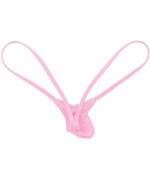 G-Strings & Thongs Men's Sexy Micro Low Rise Bulge Pouch Thong G-srting Jockstrap T-Back Panty Underwear - Pink - CW1903I3NA3