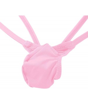 G-Strings & Thongs Men's Sexy Micro Low Rise Bulge Pouch Thong G-srting Jockstrap T-Back Panty Underwear - Pink - CW1903I3NA3