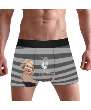 Boxer Briefs Custom Men's Face Boxer Briefs Custom Photo on Underwear Hug Rooster with Full Grey Stripes - Type1 - CF19D3TU0LR