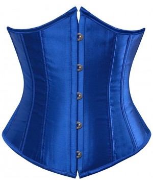 Bustiers & Corsets Women's Fashion Sexy Vintage Underbust Corset Bustier Waist Cincher with G-String S-6XL - Blue - CP12H31B9B9