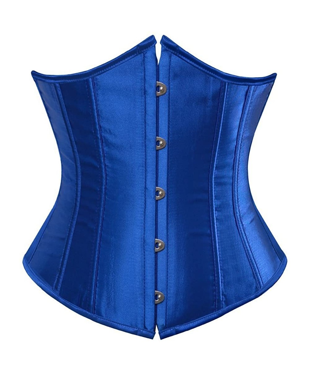 Bustiers & Corsets Women's Fashion Sexy Vintage Underbust Corset Bustier Waist Cincher with G-String S-6XL - Blue - CP12H31B9B9